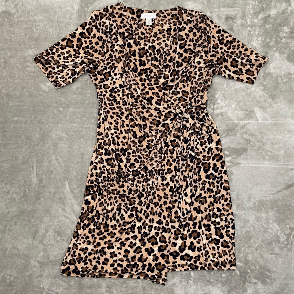 Motherhood Maternity Leopard Print Wrap Midi Dress Size XL